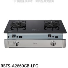 Rinnai 林內 RBTS-A2660GB-LPG 雙口玻璃檯面爐，精準火力，安全節能, LPG