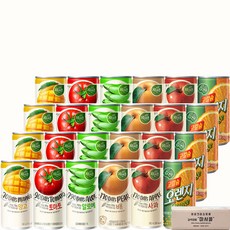 마셔몰 주스세트 자연은망고 알로에 토마토 오렌지 사과 배 6가지맛 각4캔씩, 24개, 180ml