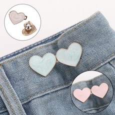 미즈코스 1+1 하트 허리 줄이기 매직 요술 후크 조절 버클 고리 셀프 수선, 1개, 민트+핑크