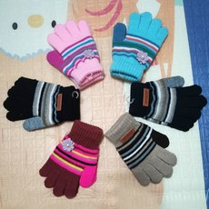 Ary 兒童手套 男女童手套 防風加厚加絨手套 1-6歲兒童五指手套 秋冬保暖卡通分指毛線手套
