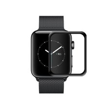 Apple Watch 3D曲面複合保護貼 滿版全覆蓋軟膜 (適用38mm 40mm 41mm 42mm 44mm 45mm 49mm), 黑, 1個