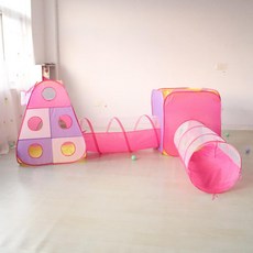 兒童室內外遊戲帳篷屋 寶寶鑽洞隧道帳篷, 粉紫四件套, 1個