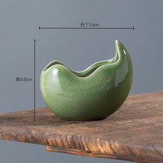 KMHN 台出 吸財月牙陶瓷花盆 網紅可愛許願盆 風水轉運多肉室內外盆景綠植桌麵, 吸財小月牙許願盆冰裂綠【有孔】, 1個