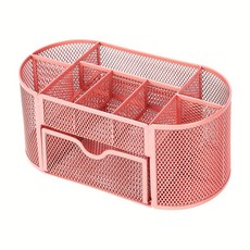 메쉬 책상 정리함 튼튼한 금속 펜 스탠드 학생 문구 사무용품, Pink