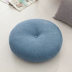 대쿠션방석 대방석커버 린넨 원형 보헤미안 두꺼운 거실 카페, 진파랑