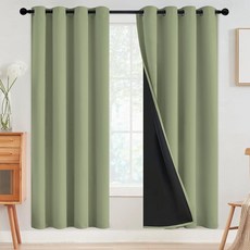 SimpleHome 침실용 100% 암막 커튼 단열 블랙 그로밋 창문 드레이프 암막 커튼 거실용 블랙 뒷면 96.5 x 160cm38 x 63인치 패널 2개 446458
