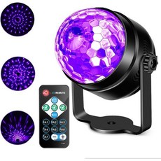 글로우 파티를 위한 리타케 UV 블랙 라이트 다크 파티 용품을 6W LED 디스코 볼 스트로브 리모컨으로 사운드 활성화 할로윈 크리스마스 생일 홈 장식을 DJ 1팩