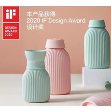 冬季必備 註水式熱水袋 安全保暖 心選便攜硅膠熱水袋註水耐高溫被窩防爆暖水袋暖宮防漏微波爐加熱, 粉色,小號410ML