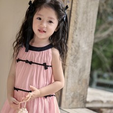 Arbea 女童洋裝 夏季度假風無袖蝴蝶結蛋糕裙