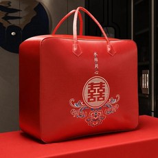 빨간색 웨딩 이불 보관 가방 휴대용 면 축하, C. 비이통심 (공단 옥스포드 만침 자수)