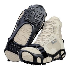 Ice Cleats 신발 및 부츠용 트랙션 크램폰 - 눈과 얼음 위를 걷는 미끄럼 방지 24개의 스터드가 있는 오버슈 고무 그리퍼 스트랩이 남성 여성용 슬립온 스트레치 스몰 1, 1 Small (women 5.5-7,men 3.5-5, Without Straps, 1개