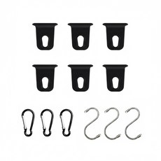 카라반 캠핑카 RV용 레일 어닝 고리 행거 후크 세트, 1. 검정3개 + 검정3개 + 비너3개 + S고리3개