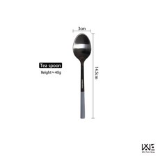 304不鏽鋼黑設計餐具 黑化露營餐具組 (餐叉/餐刀/湯匙/茶匙) 不鏽鋼餐具 擺盤餐具, 1個, 設計黑-小茶匙