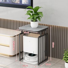 로봇 청소기 장 다용도 수납장 낮은 협탁 보관함 선반 가리기, 블랙 프레임+그레이 세라믹 55x40x65