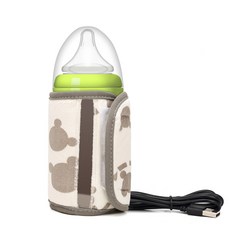 couyor 휴대용 젖병 워머 usb 젖병커버, 캐릭터 그레이, 1개