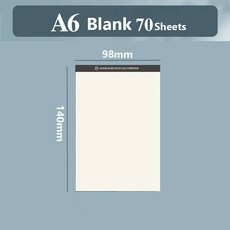 A5/A6 일기 가로줄 노트 70 매 저널 초안 스케치북 쓰기 패드 사무실 학교 용품, A6 Blank