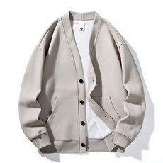 秋季男裝休閒針織開衫西裝外套 V領鈕扣設計 寬鬆保暖厚實外套