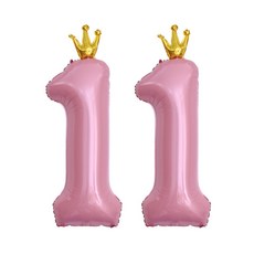 이벤트홀릭 초대형 왕관 숫자은박풍선, 핑크 11