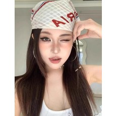 [힙한 여름나기] 머리핀 반다나 리본집게핀 올림머리, 화이트 레터링, 5459cm