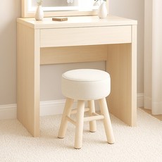 벨라까사 원목 모던 원형 스툴 화장대 의자, 1개, 베이지