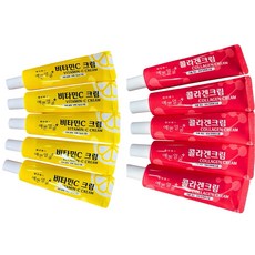 [당일발송]예쁜얼굴 콜라겐크림25ml 5개 + 예쁜얼굴 비타민C크림 5개 미백 광택 수분 주름개선효과비타민c크림 약국용화장품 휴대용작은화장품여행용화장품답례품선물, 25g, 10개