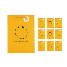 스마일 종이 선물 어린이집 답례품 쇼핑백(데이지 행택 포함), 데이지행택 포함, 10개