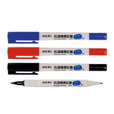 ACE英士 324T 雙頭抗酒精標記筆(0.5mm/1.2mm) ，抗酒精不易抹除，雙頭設計, 黑, 1個
