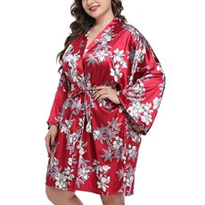 Giova 플러스 사이즈 꽃무늬 로브 꽃 프린트 신부 들러리 목욕 가운 패턴 웨딩 드레싱 Floral4 화이트 591536