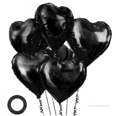 파파 파티 하트풍선 풍선끈 세트, 1세트, 블랙 6p