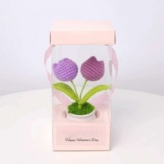 손뜨개꽃길의 뜨개질 꽃 화분 꽃다발 인테리어소품 방꾸미기 집들이선물행운이네니트 카네이션 플라워, 1개, 보라색