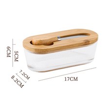 TWIO 버터 보관 케이스 치즈 케이스 유리 버터 보관함 덮개, 1개, 우드-B타입