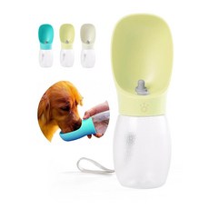 휴대용 강아지 물병 354.9ml(12온스) 누출 방지 여행용 반려동물 디스펜서 청록색 물 음료 피더 포함 (블루 스몰) 198706, 옐로우