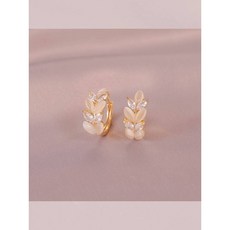Muer沐耳 貓眼石玫瑰金耳扣式耳環
