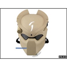 野戰搖滾 異形殺手!終極戰士造型鐵網防彈面罩 含紅外線雷射燈, 沙色, 1個