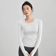 여성 긴팔 속건성 티셔츠 봄 가을 캐주얼 슬림핏 트레이닝 상의 여자 패션 스판 필라테스 요가복 LJX