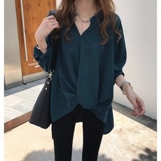 韓系復古長袖襯衫 雪紡休閒上衣