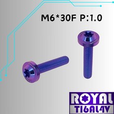 ROYAL 鈦合金螺絲 M6*30F P:1.0 飛碟頭螺絲 64鈦 幻彩藍, 1個