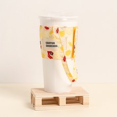 蠟筆小新 Crayon Shinchan 摺疊飲料杯套 可愛環保提袋 檸檬黃款, 檸檬黃, 1個