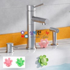 심박한찌누 욕실 인테리어 포인트 꽃 모양 세면대 오버플로우 캡 세면대교체부품, 핑크, 1개