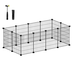 SONGMICS 반려동물 조립식 튼튼한 안전한 실내용 철제 울타리 펜스, 1개, 블랙