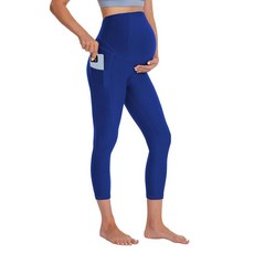 [ 758156 ] 버블라임 55.9cm/66cm(22인치)/66cm(26인치) 임산부 요가 레깅스 복부 위 부드러운 임신 스트레치 운동용 카프리 팬츠 포켓 포함 55.9cm