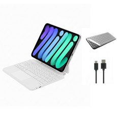케이스나라 아이패드 미니7 A17 Pro / Mini 6 세대 호환 매직 블루투스 키보드 케이스 커버 한국어, 1개, 화이트