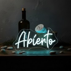 스페인어 아비에르토 오픈 네온 LED 사인 - 소매점/카페/베이커리용 밝고 눈에 잘 띄는 벽걸이 창문 방 장식용, [02] Cold White, [01] 35x15cm USB 5V