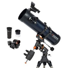 Celestron 아스트로마스터 뉴턴식 천체망원경 초심자용 반사식 코팅렌즈 높이 조절 가능한 삼각대 추가 천문 소프트웨어 패키지 포함 (130EQ), 아스트로마스터 114EQ