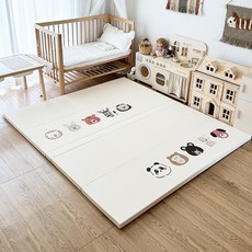 4cm加厚IXPE爬行垫婴幼儿无缝折叠无味垫子宝宝母婴级爬爬垫, ZOO动物（奶酪白）