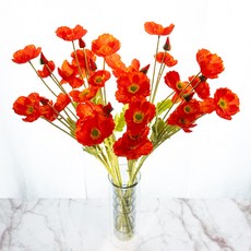 할메이드 생화같은 조화 꽃 hf19 양귀비 5p, hf19 양귀비 5p 레드