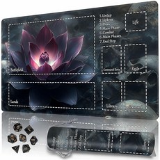 Playmat MTG TCG DND 보관 가방 및 주사위 7개 포함 프리미엄 엣지 잠금 디자인 플레이 매트 매직 플레이매트 게이밍 매트용 존 포함 (스켈레톤 군대 61 x, Blacklotus