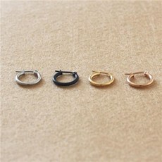 금색 티타늄 후프 귀걸이 31 L 스테인리스 스틸 쉬운 페이드 알레르기 없음 15mm, 01 steel, 01 15mm