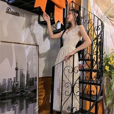good 小衆名媛連衣裙小禮服女氣質米色時尚顯瘦花...
