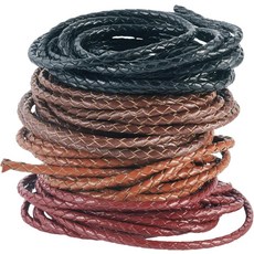 10야드 정품 원형 땋은 가죽 코드 4가지 색상 로프 3mm 볼로 타이 DIY 팔찌 목걸이 장신구 공예 제작